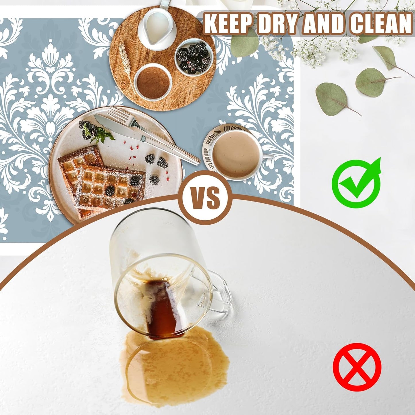 Dish Drying Mat Blue Damask Floral Coffee Bar Mat for Countertop - Absorbent, Rubber Backed, Hide Stain Dish Drainer Rack - Coffee Maker Pot Dining Room Decoration 15.7 x 23.6 Inch