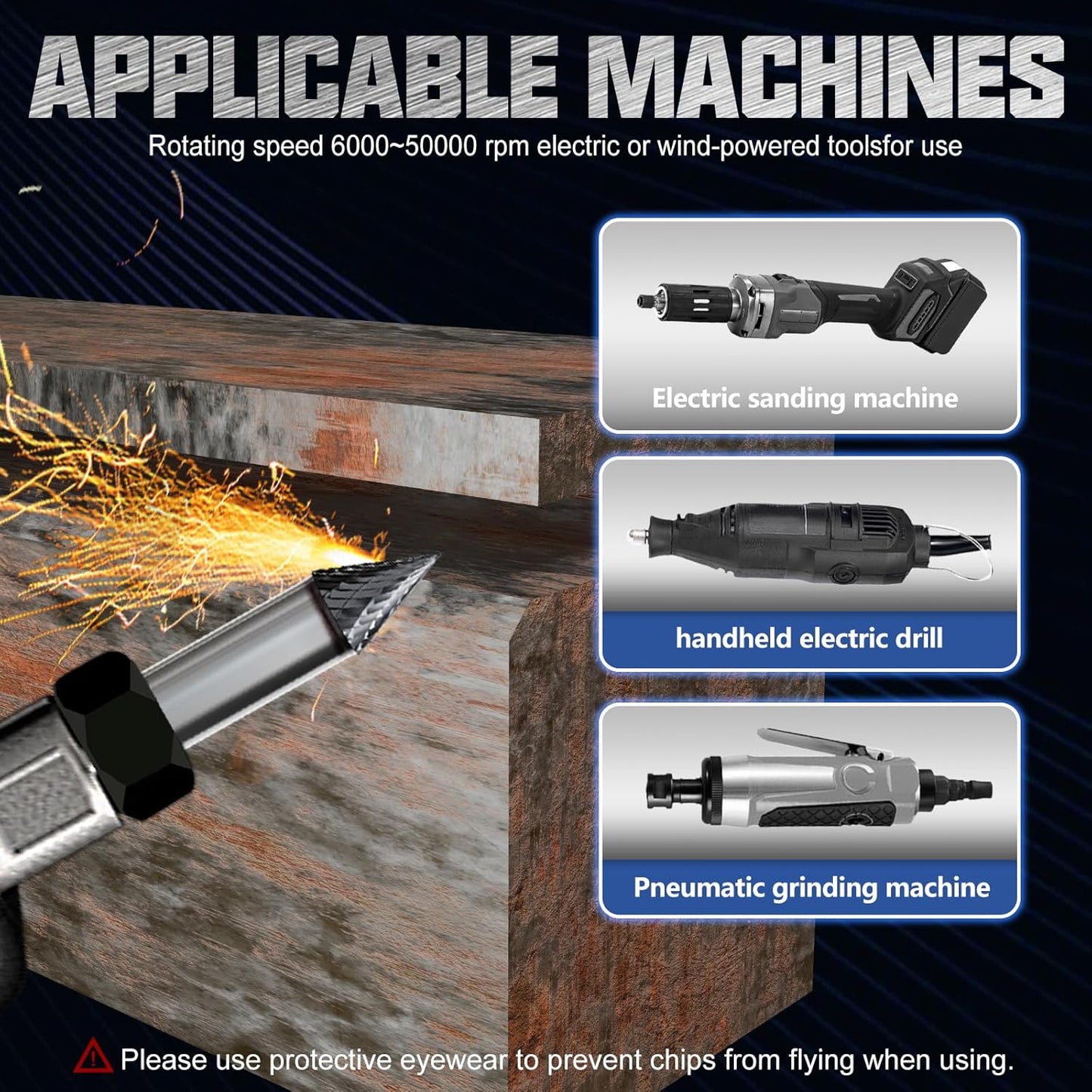 CATITO Cone 60° Die Grinder Bit, Cut Carbide Rotary Burr for Steel, Wood and Metal Working, Engraving, polishing and Cleaning