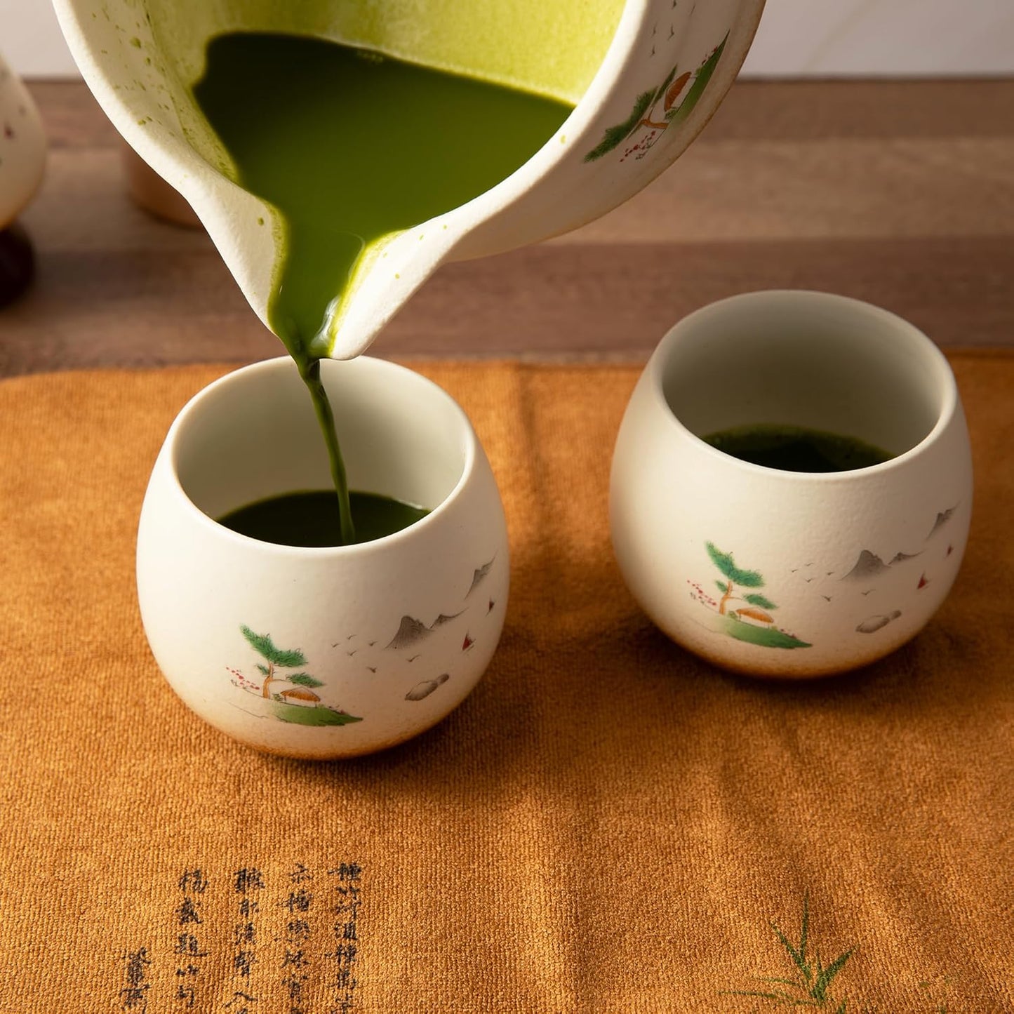 Marce Matcha Whisk Set- Matcha Set includes Matcha Whisk and Bowl (Bowl with Spout), Sifter, Holder and Scoop- The Perfect Bamboo Whisk for Matcha Tea (Cream- 7PC)