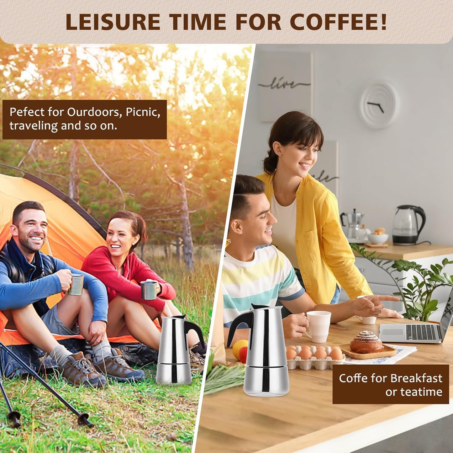 Stovetop Espresso Maker, 9 cup Moka Pot, Italian Coffee Maker Percolator, Stainless Steel Espresso Pots, 450ml/15oz(Espresso Cup=50ml/1.7oz) Coffee Pot Cafe Maker for Induction Cookers, Hobs