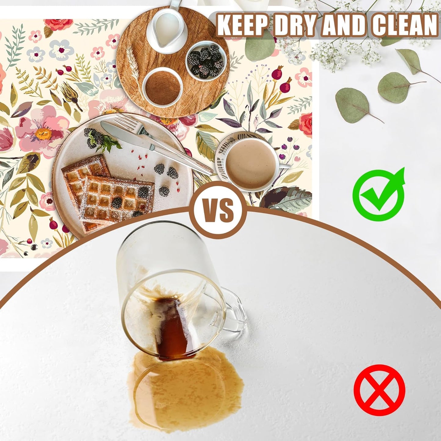 Vintage Flowers Coffee Mat Rose Berries Dish Drying Mat for Kitchen Counter Absorbent Drying Rack Pad Hide Stain Rubber Backed Coffee Bar Accessories Fit Under Espresso Machine, 15.7 x 23.6 Inch