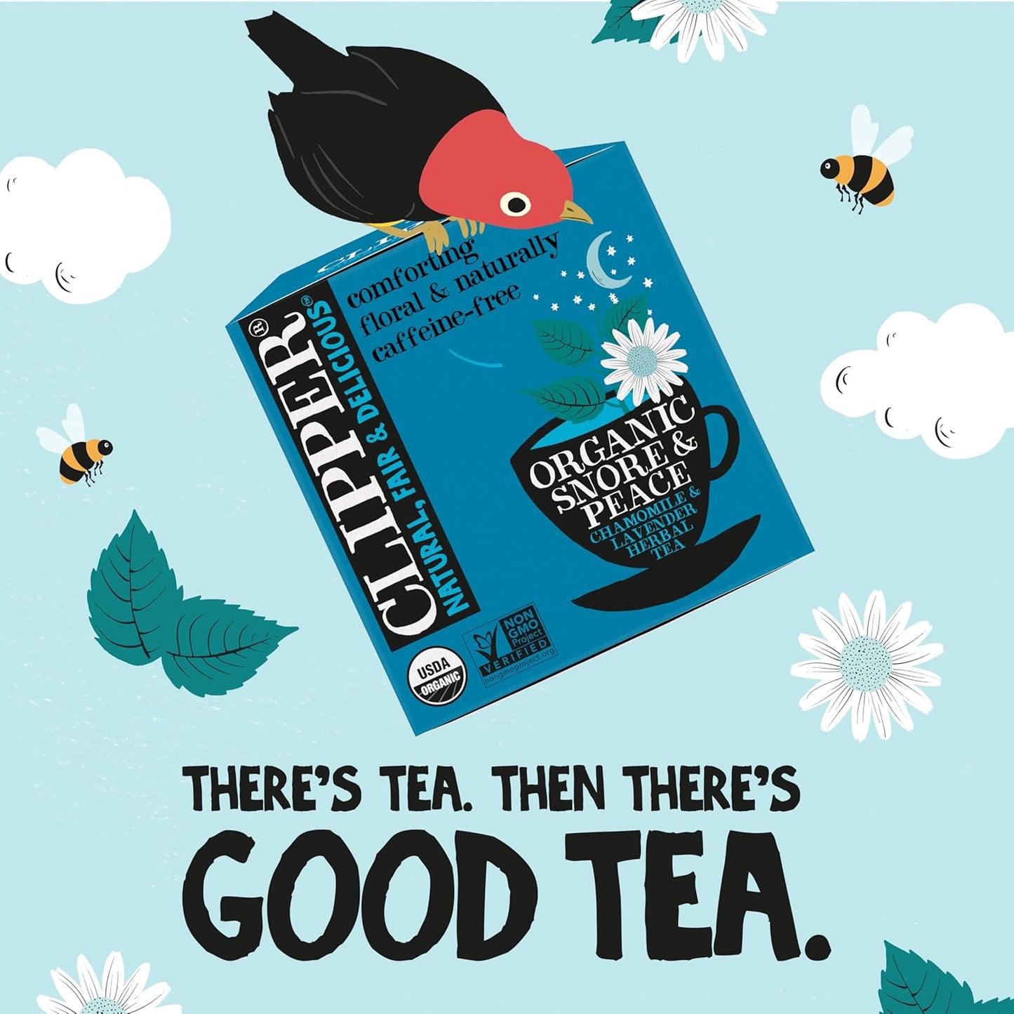 Clipper Tea Snore and Peace Chamomile & Lavender Herbal Tea – Caffeine Free, USDA Organic, Great Hot or Iced – Comfortingly Floral, Natural, Fair & Delicious – 50 Tea Bags