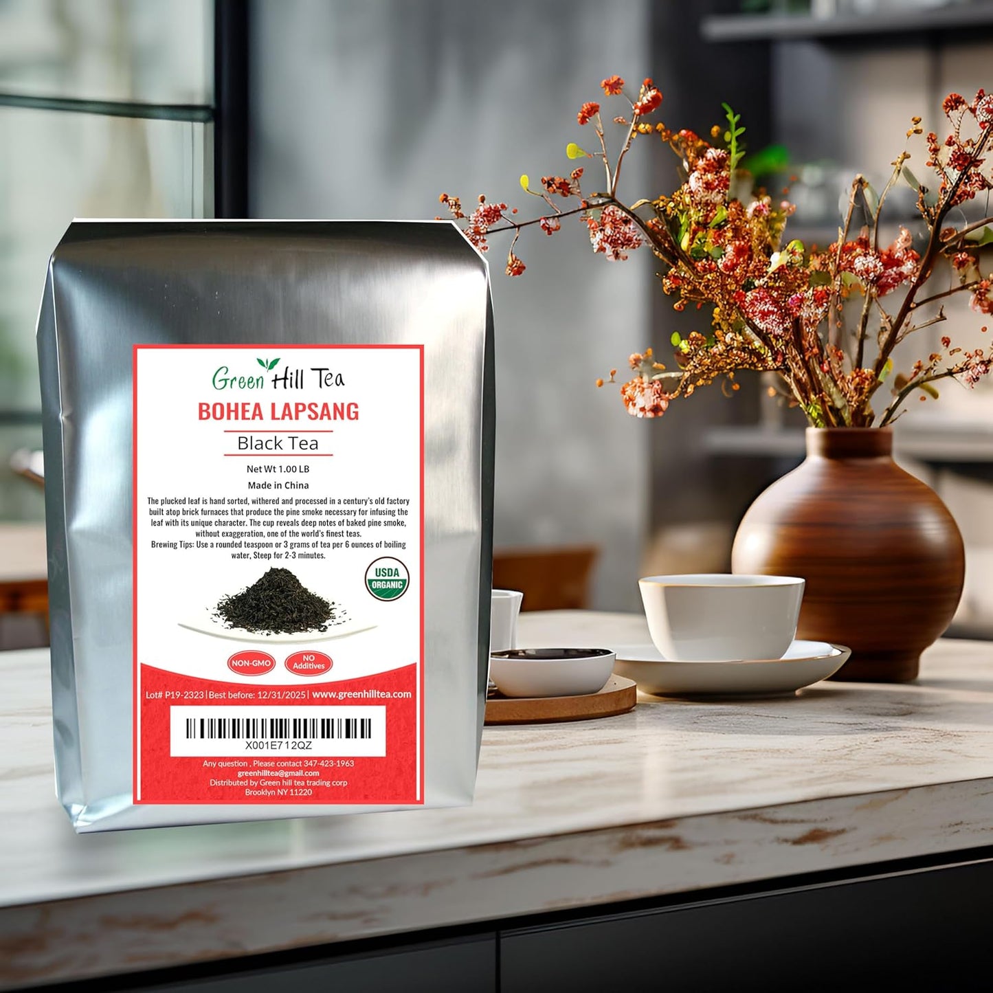 Organic Bohea Lapsang Tea, Smoulderingly smoky tea with a rich aroma – 1lb Tea Bag…