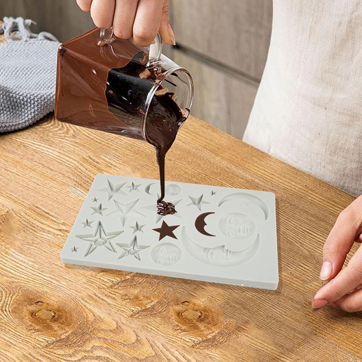 1 Pcs Star,Moon and Sun Silicone Mold for Chocolate, Fondant, Cake Decor and Epoxy DIY