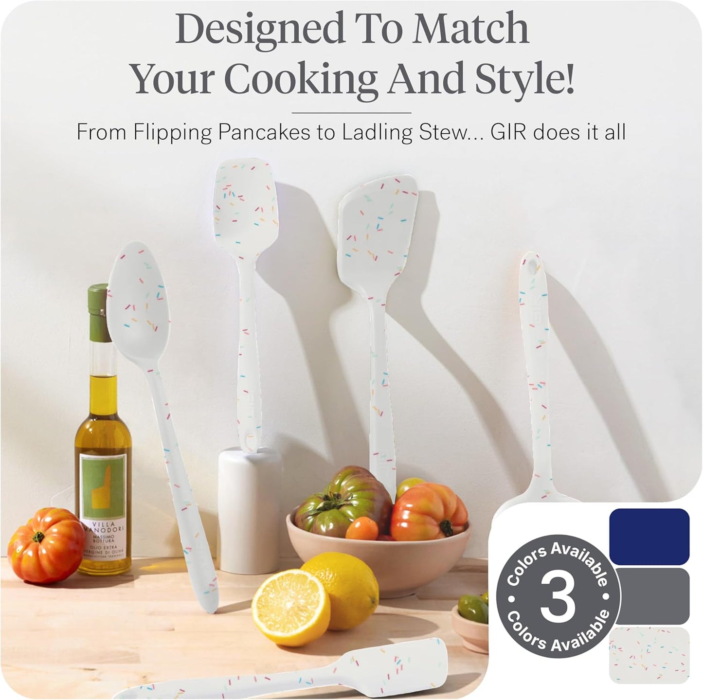 GIR: Get It Right 10 Piece Silicone Utensil Set - Ladle, Spatula, Flip, Spoon & Spoonula, Non-Stick, Heat Resistant, Dishwasher Safe, Silicone Kitchen Utensils, Baking Supplies