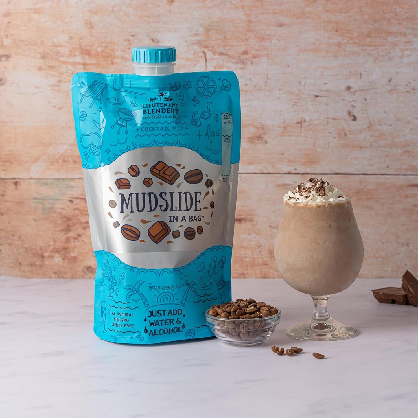 Lt. Blender's Mudslide Cocktail Mix - All Natural Creamy Rich Chocolate Coffee Blend, Easy to Make Slushy Cocktail, Resealable and Portable, 16 Servings per bag (3 Pack)