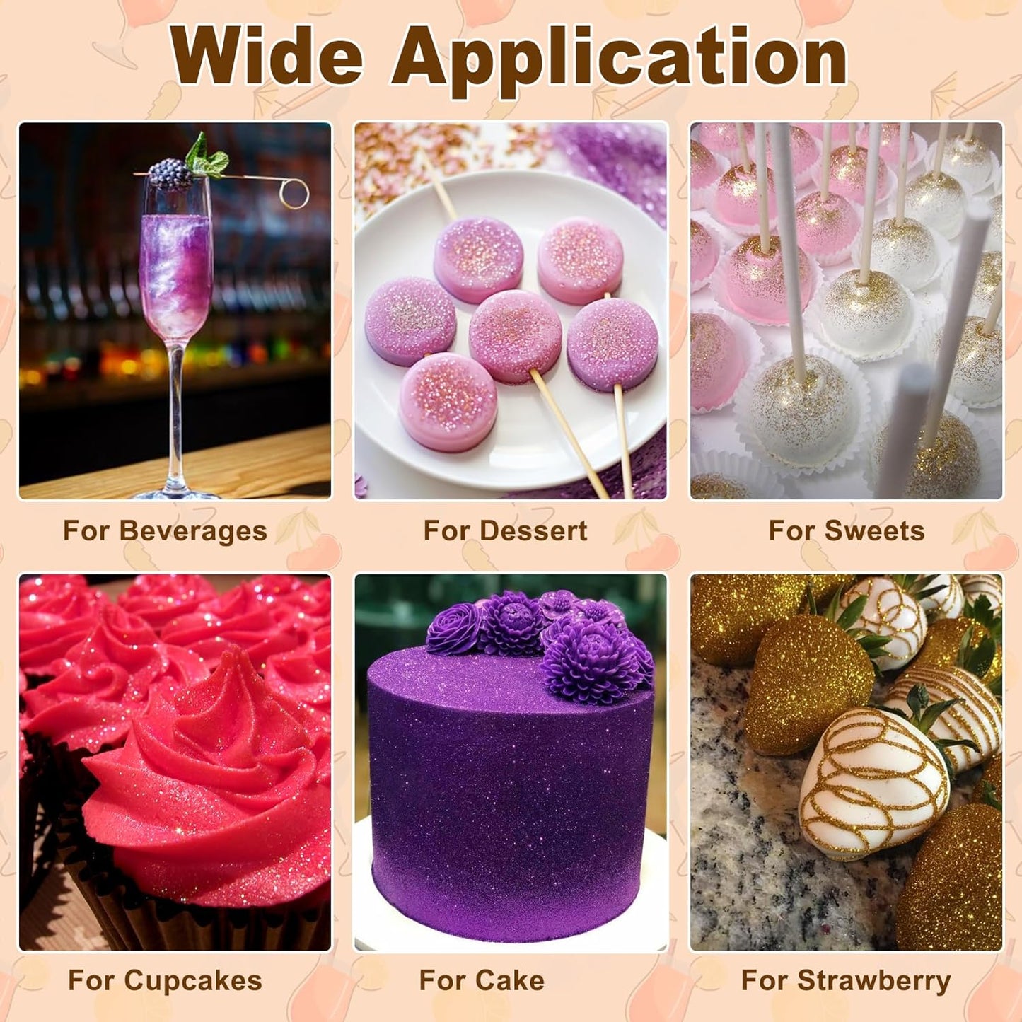 Edible Glitter Set - 15 Colors Food Grade Luster Dust, Edible Glitter Powder for Drinks, Cake Decorating, Chocolates, Fondant, Strawberries, Cupcakes, Candy, Cookie. Vegan - 5g/bottle