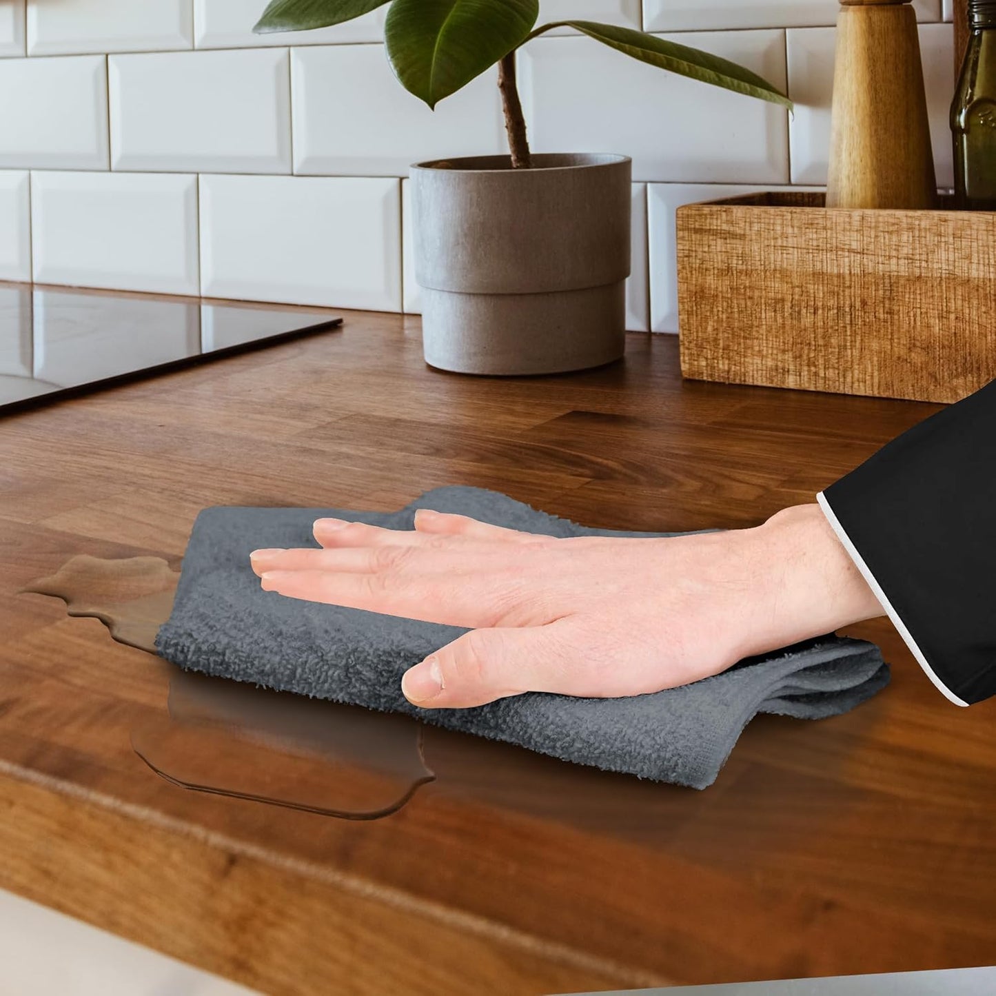 Avalon Towels Terry Bar Mop Towels (Value Pack of 60) Size 14"x17" – Absorbent and Durable, Multipurpose Cleaning Rags, Cotton Cleaning Cloths, Terry Cloth Rags, Reusable Shop Rag (Grey)