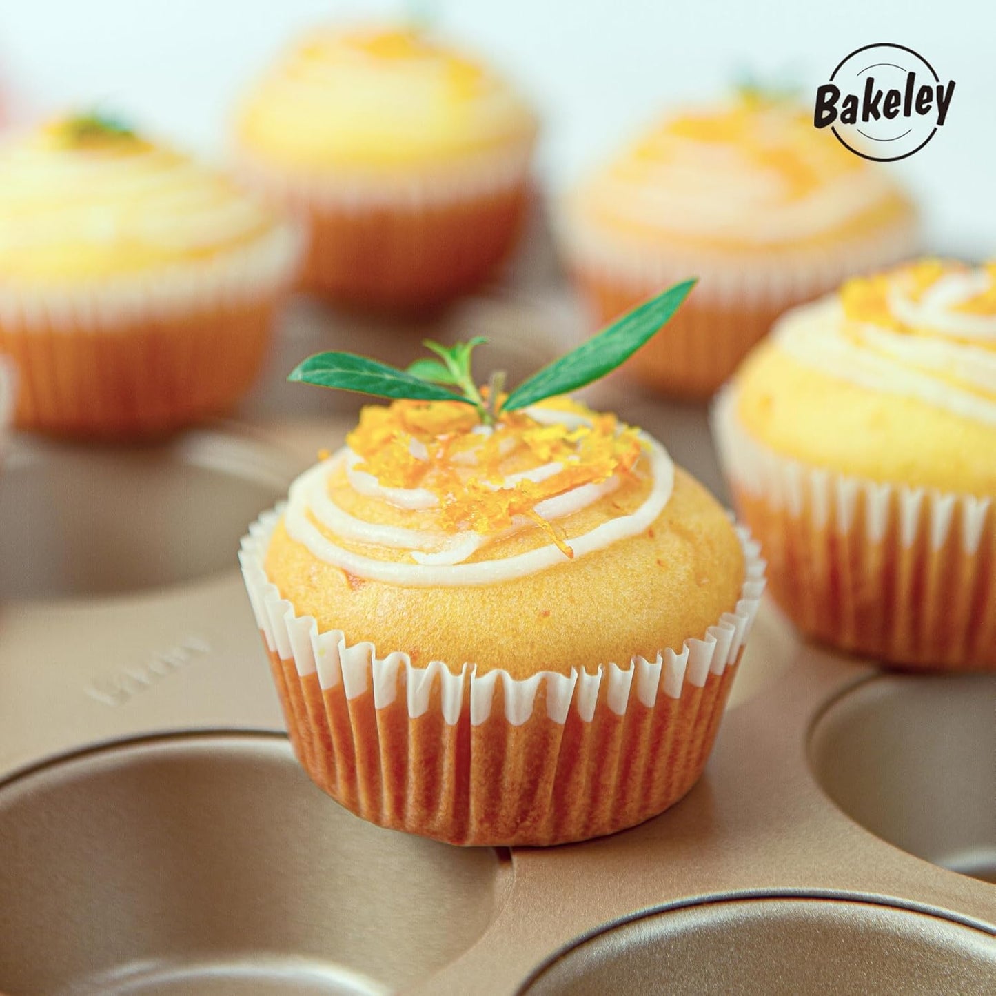 Mini Muffin Pan for Baking, Nonstick 12-Cavity Cupcake Pans, 2 Pack Cup Cake Tray, Bakeware for Oven Baking, Dishwasher Safe(Champagne Gold)