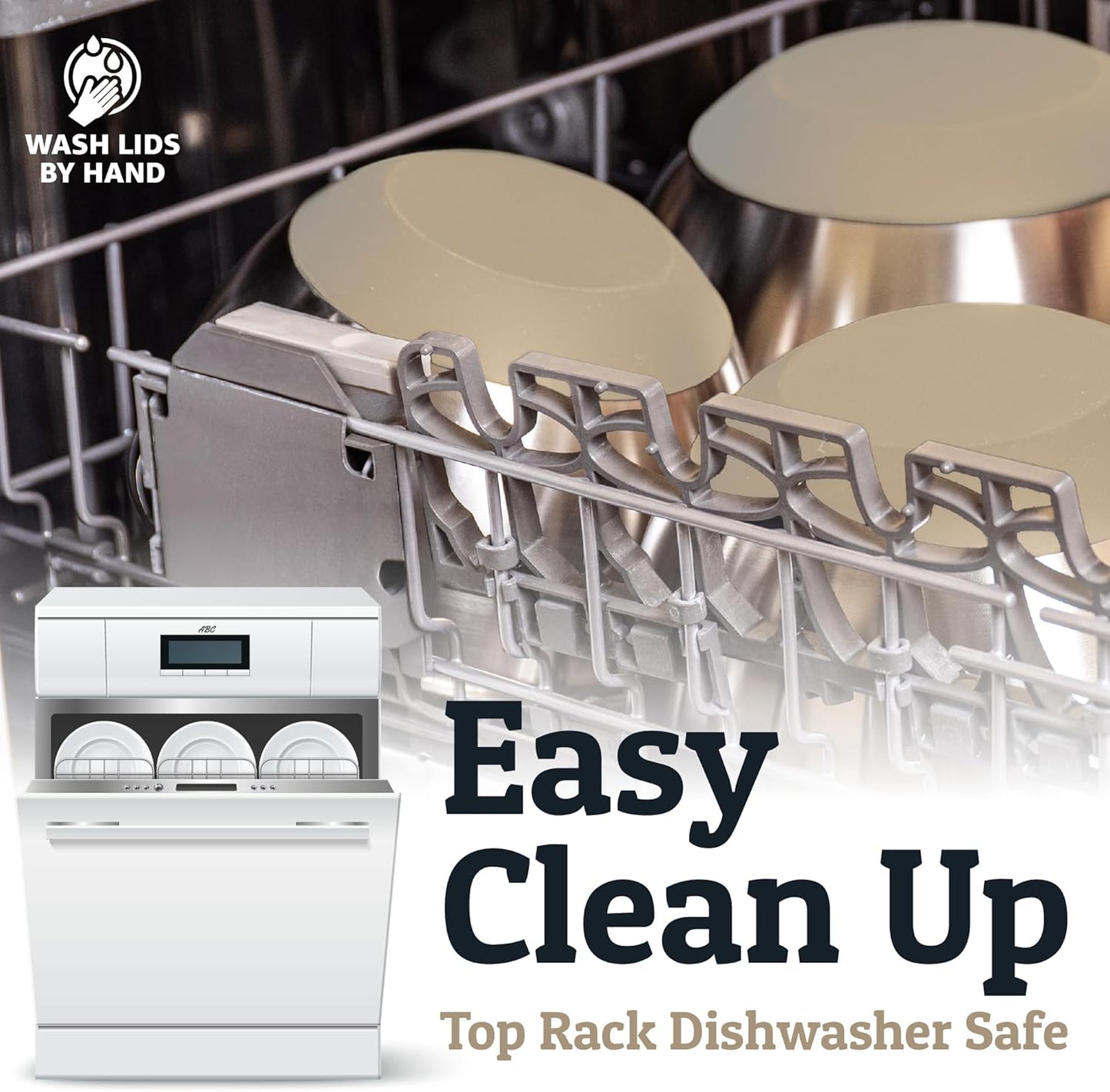 Priority Chef 6Pc Large Mixing Bowls With Lids Set with Non-Slip Bases, Stainless Steel Mixing Bowl Set, 6 Airtight Lids and 3 Graters, Khaki