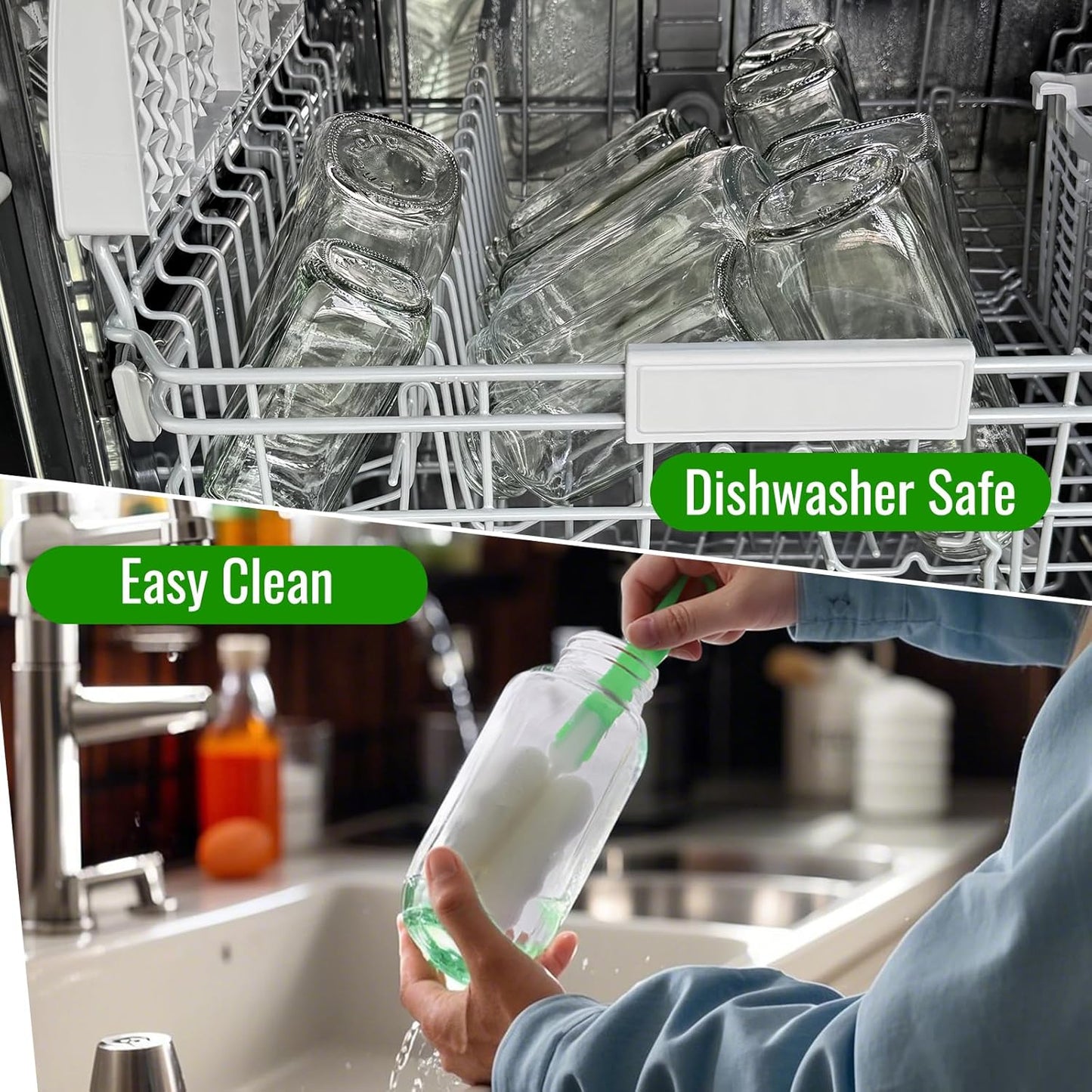 BIGIVACA 8 oz Glass Juice Bottles with Lids,6 PACK Bottles for Juicing,Square Drinking Jars Glass for Coffee,Cola,Milk,Tea in Travel,Work,School