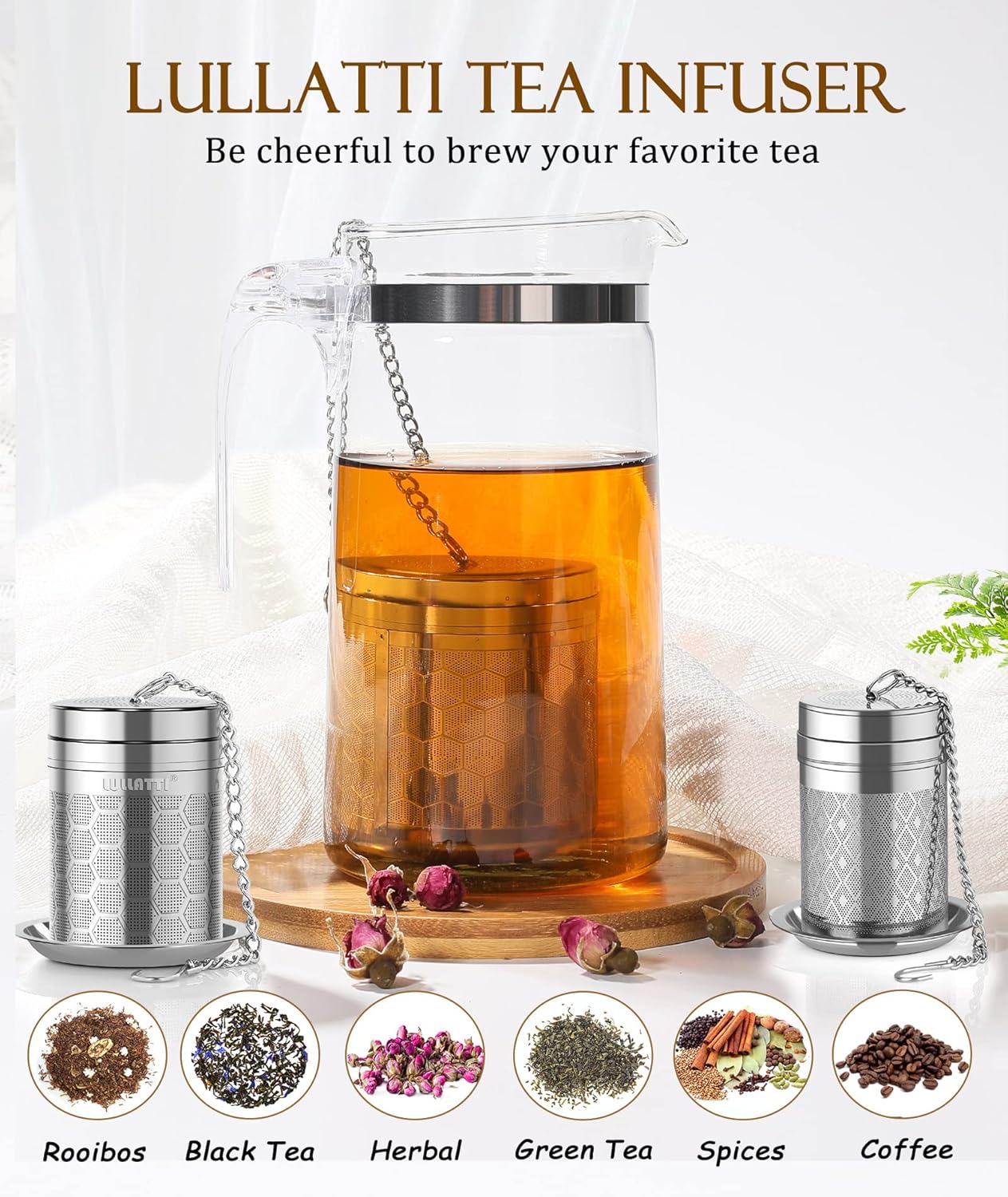 Tea Balls for Loose Tea, (2+1 Pack) 18/8 Stainless Steel Tea Infuser Set, Extra Fine Mesh Tea Strainers for Brew Tea, Spices & Seasonings