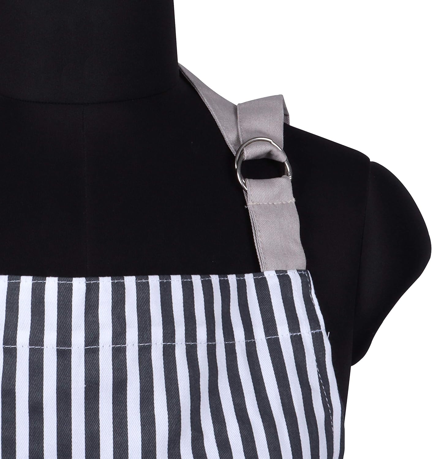 AMOUR INFINI Cotton Aprons for Women with Pockets Adjustable Strap and Waist Ties Printed Reusable Aprons for Baking, Cooking, Gardening (27.5 x 33 Inches - Charcoal)