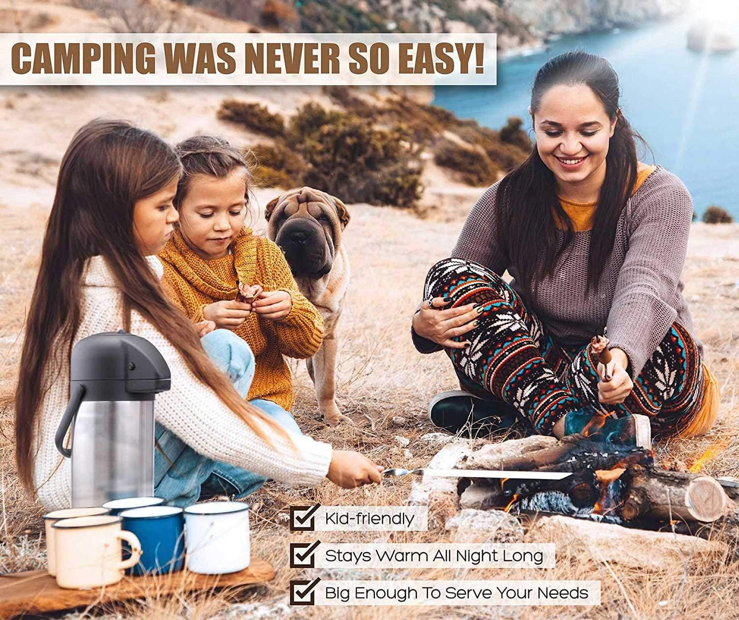 85 oz (2.5L) Airpot Coffee Carafe with Pump, Insulated Stainless Steel Coffee Dispenser, Coffee Carafes for Keeping Hot/Cold, Hot Beverage Dispenser for Party