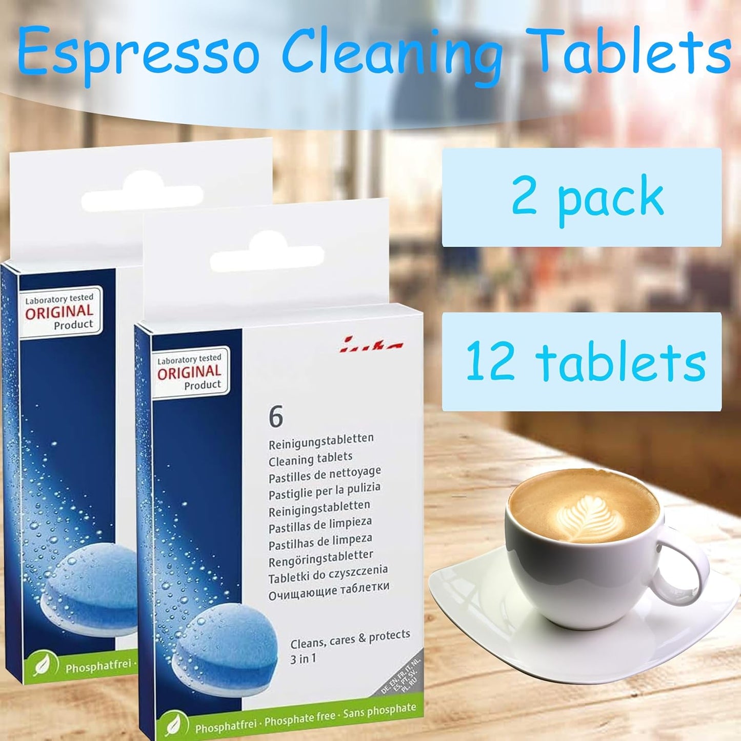 Coffee Cleaning Tablets, Simple to Use, Deep Clean, Extend the Lifespan of Your Coffee Machine, Provide Lasting Protection (12 Tablets)
