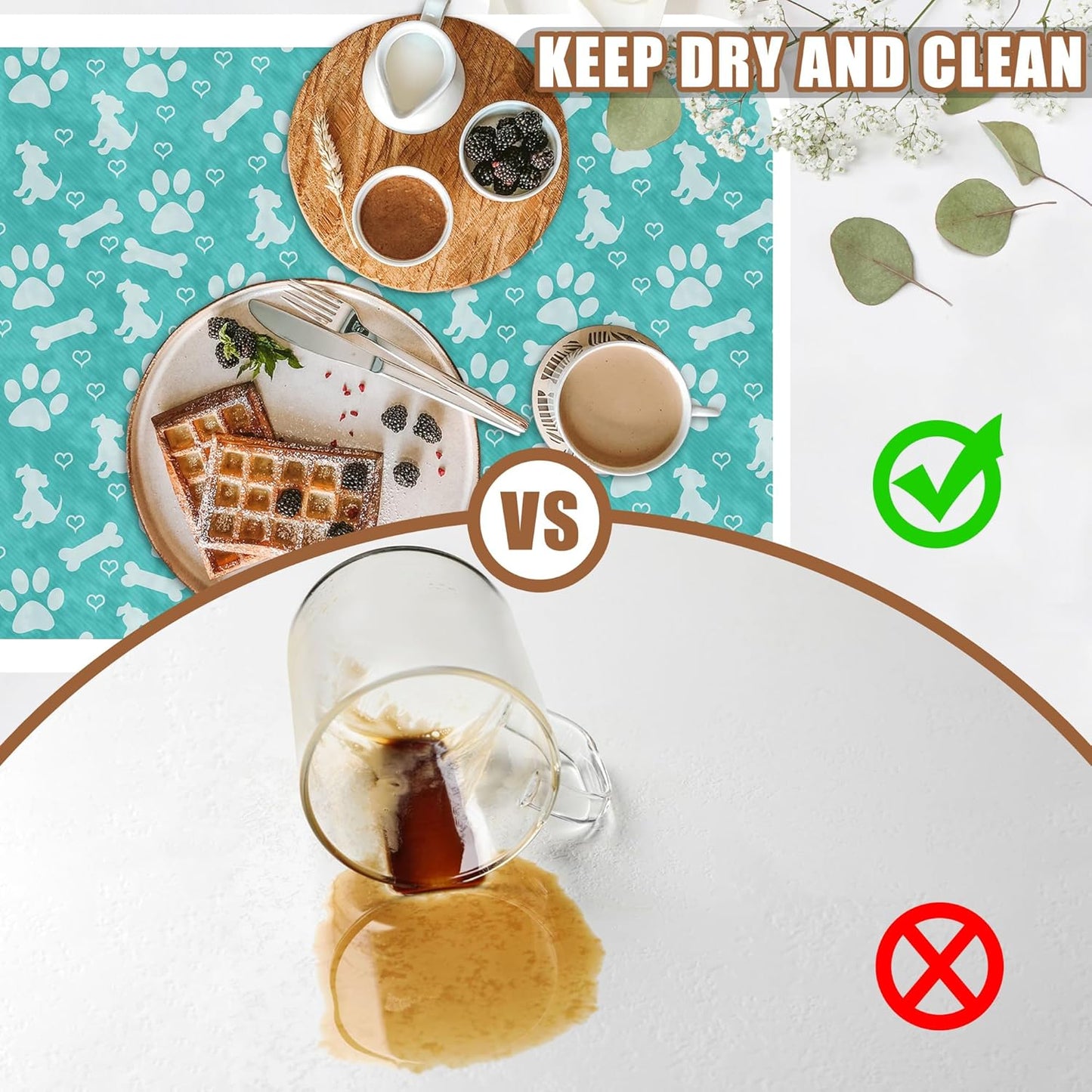 Dish Drying Mat Dog Paws and Bones Coffee Bar Mat for Countertop Absorbent Coffee Mat Rubber Backed Hide Stain Dish Drainer Rack Mat Coffee Maker Coffee Pot Dining Room Decoration 15.7 x 23.6 Inch