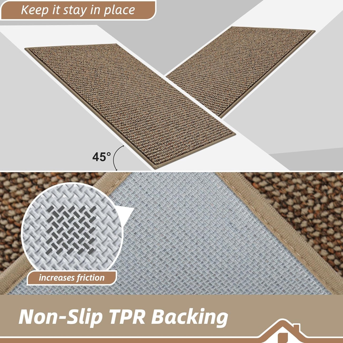 BEQHAUSE Dirt Trapper Door Mat 20" x 32", Non-Slip Washable Doormats Entrance Mat, Dirt Resistant and Absorbent Welcome Mat, Low Profile Floor Mats for Front Back Door and Entryway, Beige