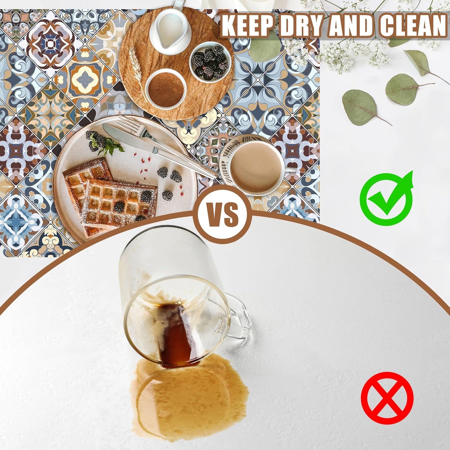 Retro Colorful Tiles Dish Drying Mat for Kitchen Counter Floral Coffee Mat Hide Stain Absorbent Drying Rack Pad with Rubber Backed Espresso Machine Coffee Bar Accessories 11.8 x 19.7 Inch