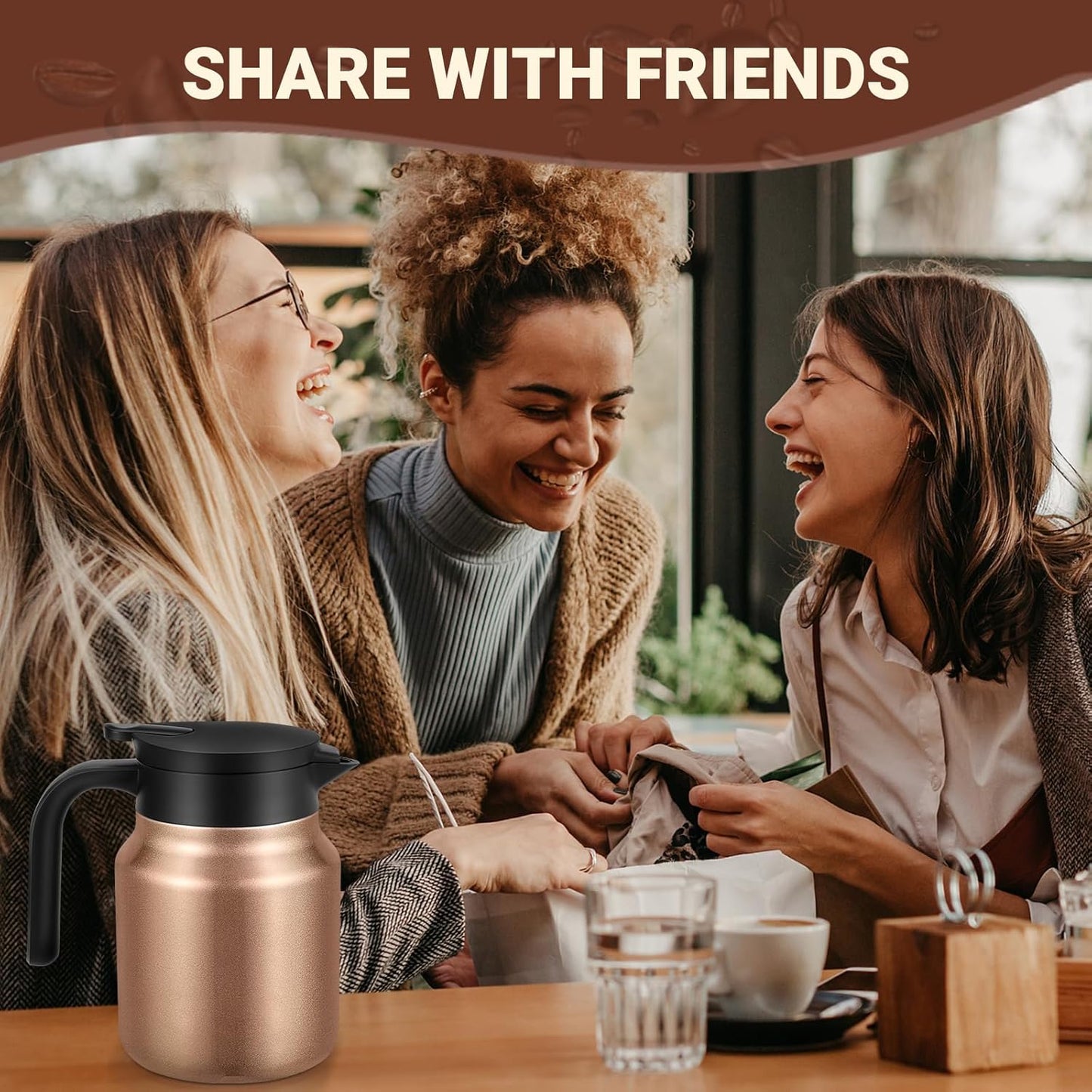 34Oz Thermal Coffee Carafes For Keeping Hot/Cold, Stainless Steel Coffee Carafe, Dustproof Insulated Water Carafe for Party/Home,Copper