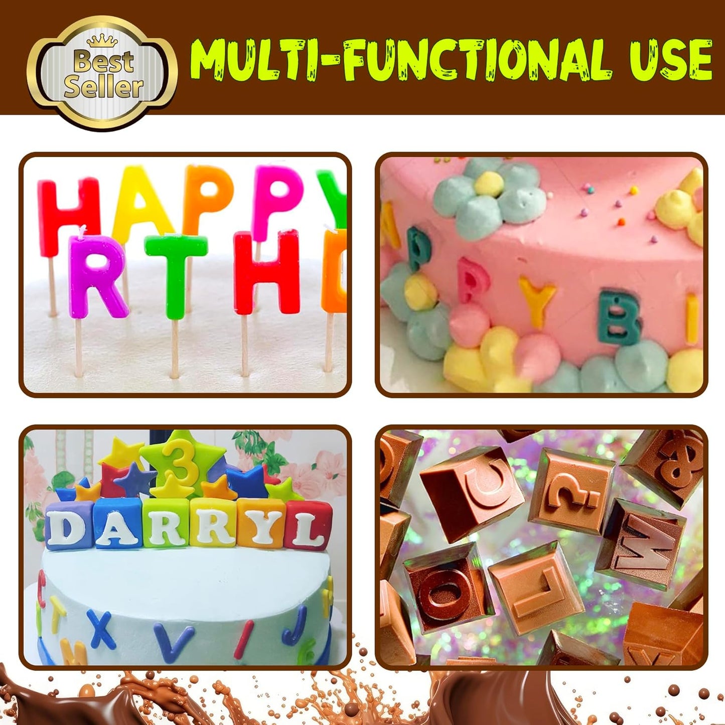 Number Chocolate Silicone Mould for DIY Candies or Fondant - 4 Pack…