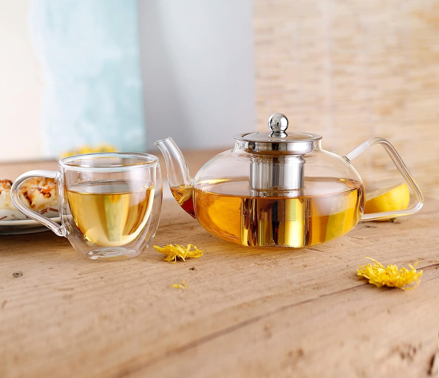 CNGLASS Double Wall Glass Coffee Mugs with Handle,10oz Clear Insulated Glass Espresso Cups for Hot and Cold Beverages,Latte,Cappuccino,Set of 2