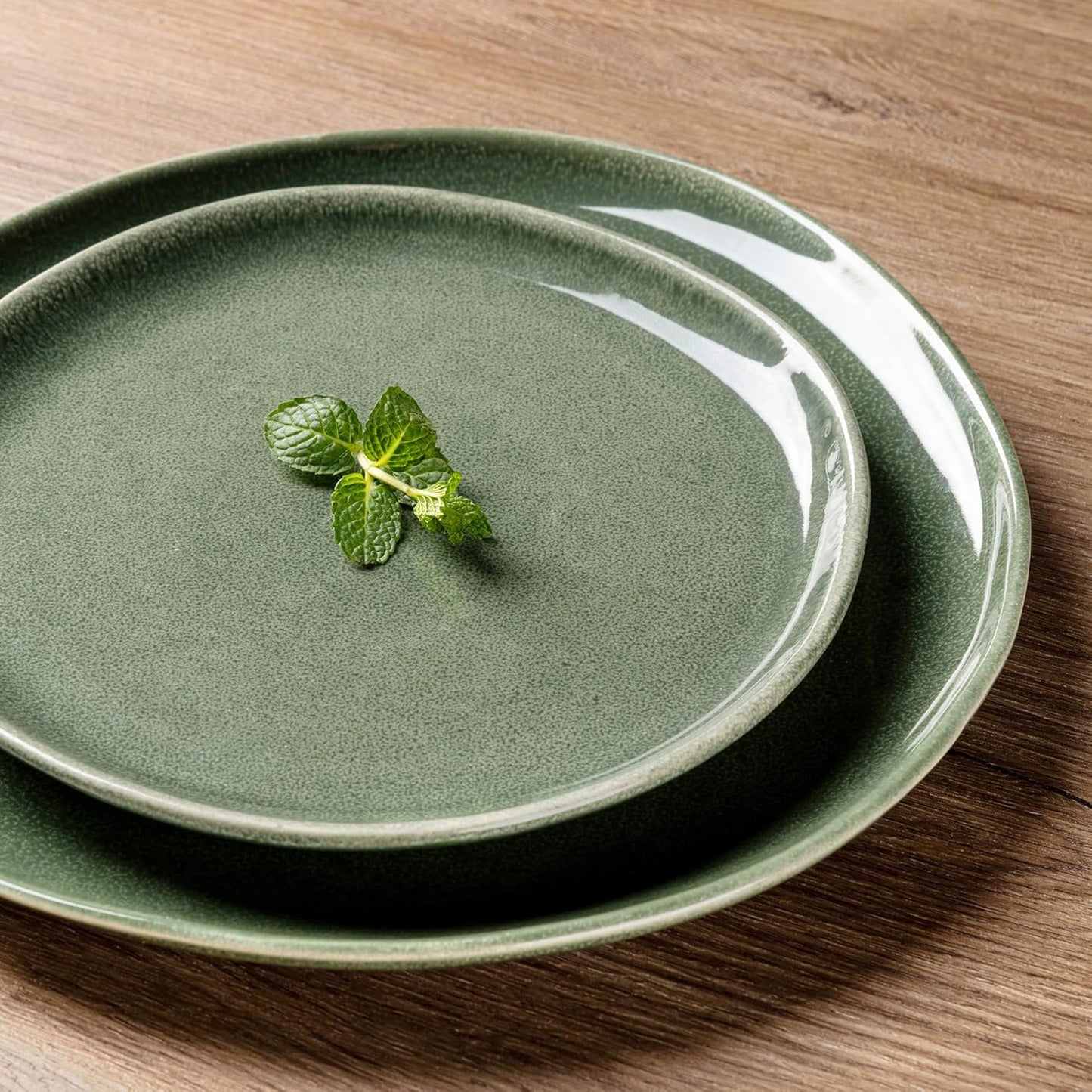 AmorArc Ceramic Dinner Plates Set of 6, 10.5 Inch Handmade Reactive Glaze Stoneware Plates, Rustic Shape Dinnerware Dish Set for Kitchen, Microwave & Dishwasher Safe, Scratch Resistant