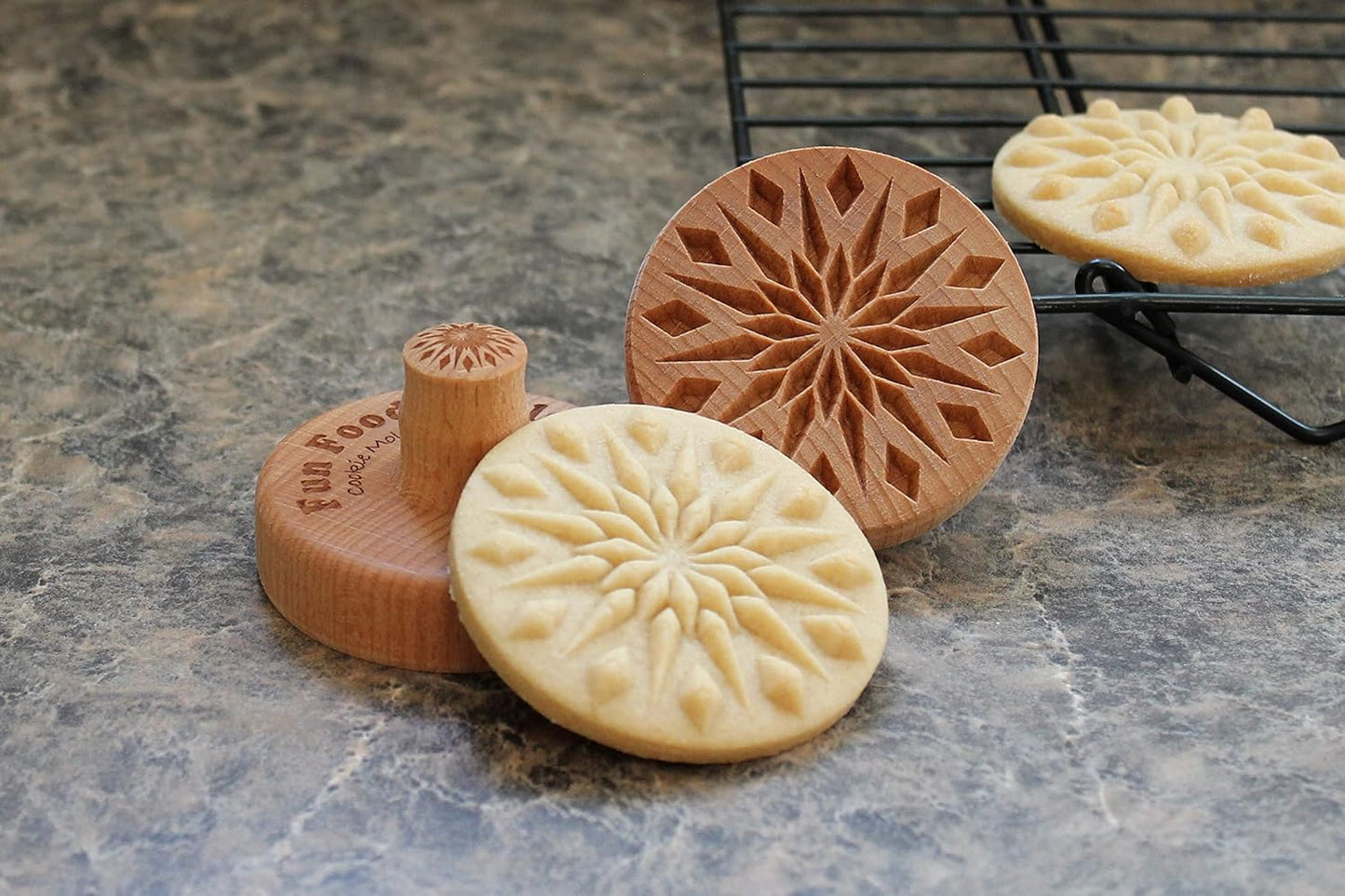 Wood Cookie Stamp, 2.5 Inch (Diamond Mandala CS-042)