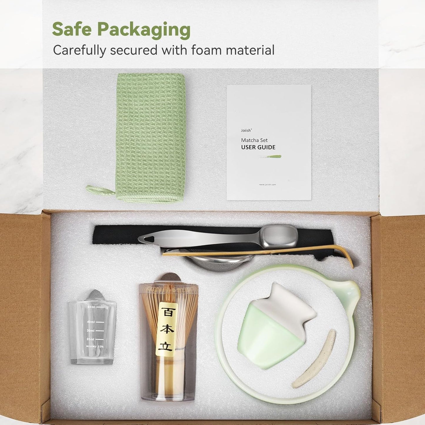 10-Pcs Matcha Kit Set, Whisk and Bowl with Spout & Measuring Spoon, Japanese Ceremony Matcha Tea Making Tools