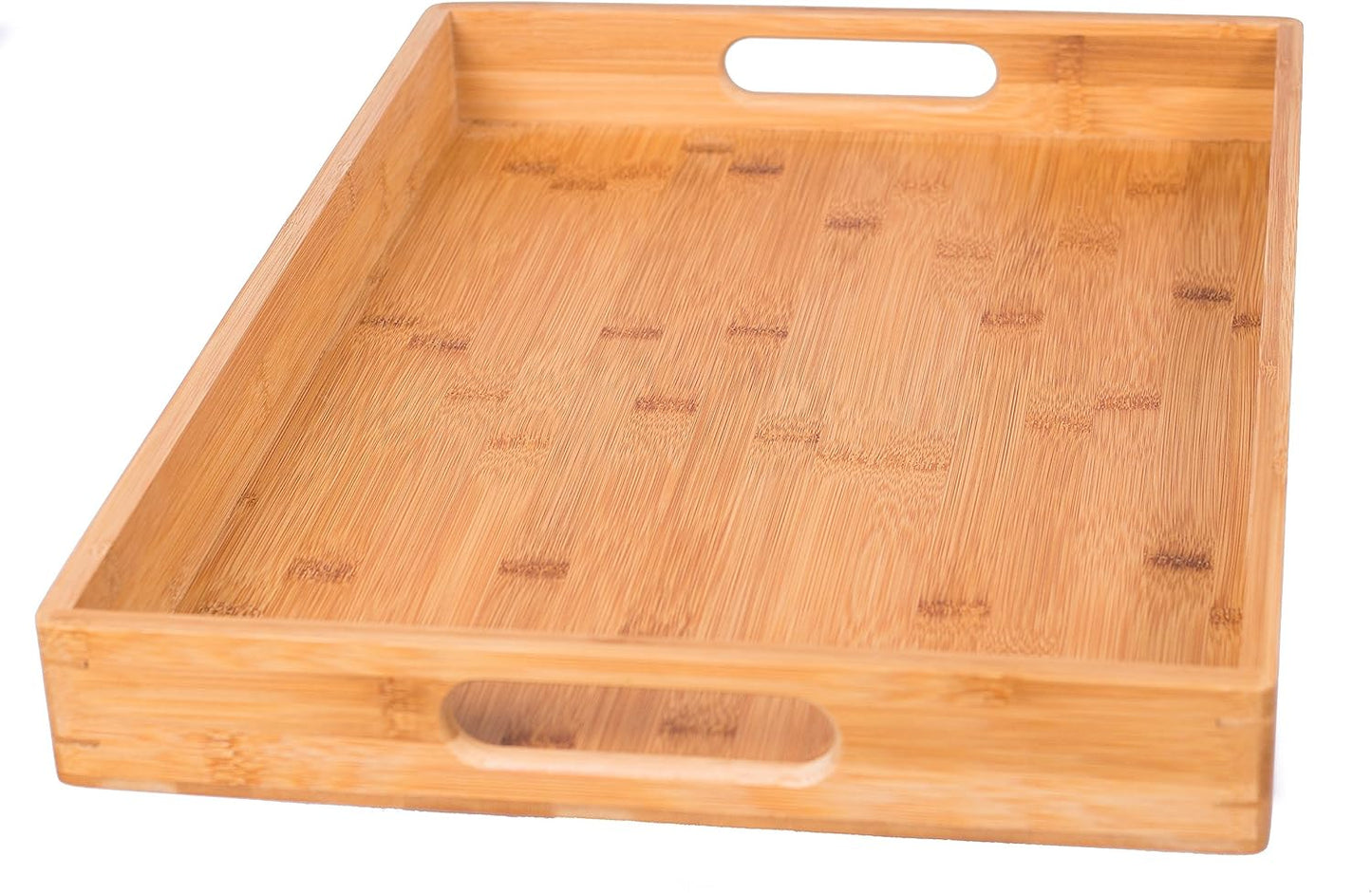 BirdRock Home 2pc Bamboo Serving Trays Set with Handles | Wood | Food | Breakfast Tray | Party Platter | Nesting | Kitchen and Dining