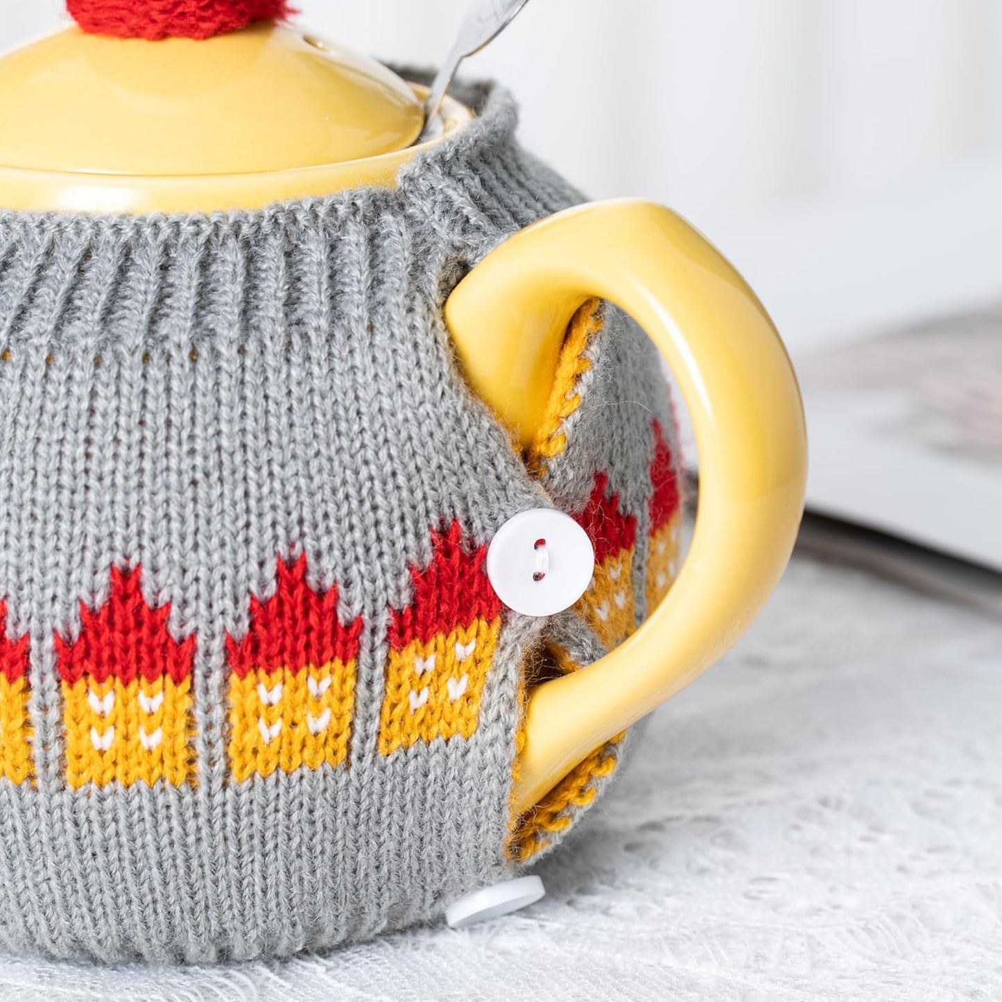 Tea Cozy Suitable for a 600ml,20oz Tea Pot,Teapot Warmer -100% Acrylic Fibers Filling,Two Piece (Grey House)