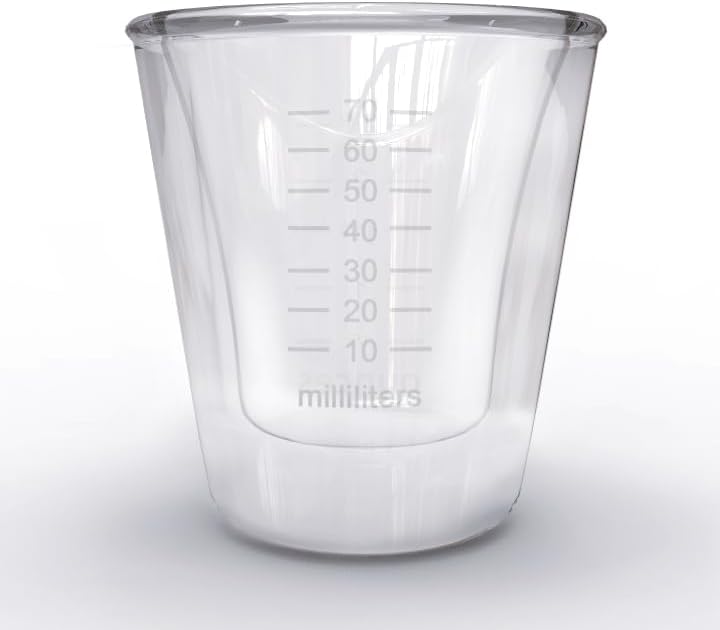 Rattleware Double Wall Graduated Glass Espresso Shot Measuring Cup (3 Oz) - Premium Glass Construction for Precision and Stability, Perfect for Baristas, Ideal for Home or Commercial Use