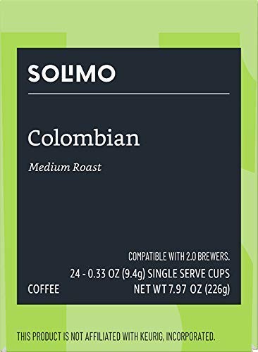 Amazon Brand - Solimo Medium Roast Coffee Pods, Colombian, Compatible with Keurig 2.0 K-Cup Brewers, 24 Count (Pack of 2)