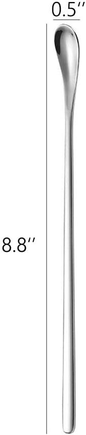 Delove Stainless Steel Coffee Stirring Spoon Beverage Cocktail Stirrers Stir Cocktail Drink Mixing Swizzle Stick- Tiny Salt Condiment Spoon - Reusable - Set of 4 (8.8-Inch)