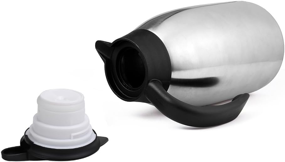68oz Thermal Coffee Carafe, 2 Pack Airpot Insulated Coffee Urns Stainless Steel Vacuum Thermal Pot Dispenser for Coffee, Hot Water, Tea, Hot Beverage - Keep 12 Hours Hot, 24 Hours Cold (Silver,Silver)