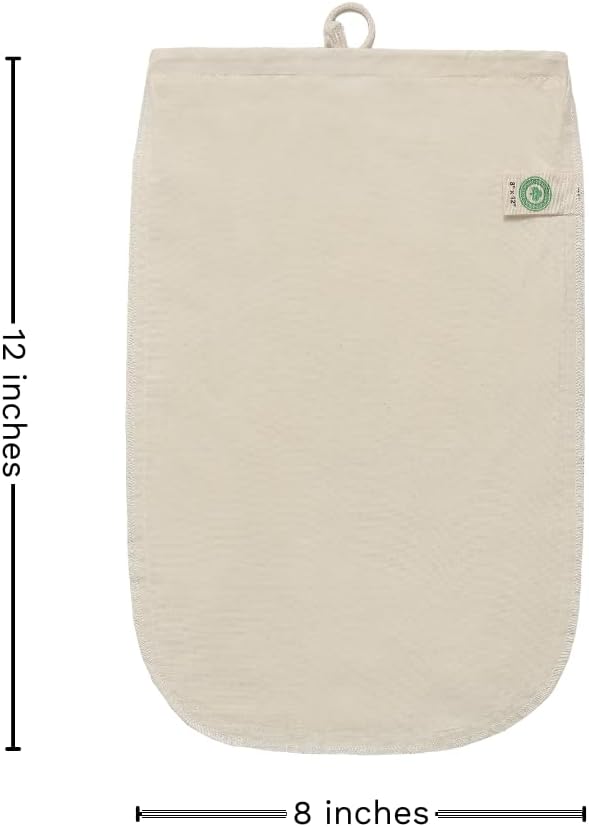 3 Pack Reusable Cold Brew Coffee Bags - 100% Organic Cotton Reusable Cold Brew Coffee Filters Bags - Large Coffee Sock Filters - Mason Jar Cold Brew Bags - Washable Coffee Filter Pouch (Large 12"x8")