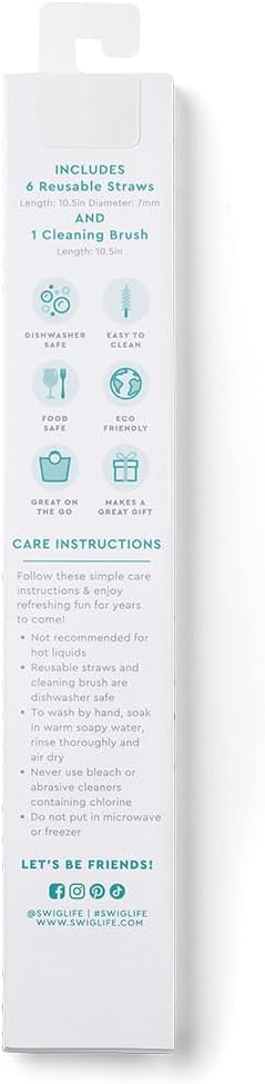 Swig Life Reusable Straws Disco Cowgirl + Aqua Glitter Tall Straw Set & Cleaning Brush, Each Straw is 10.25 inch Long (Fits Swig Life 20oz Tumblers, 22oz, and 32oz Tumblers)