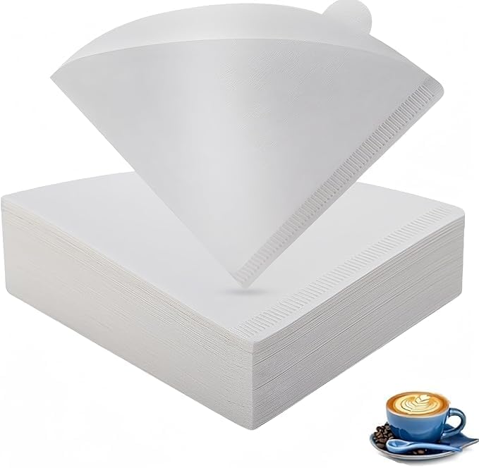 Cone Filters #2 for Coffee Makers - Tear-Resistant Paper, Sustainable Material, Say Goodbye to Coffee Grounds in Your Brew (200, white)