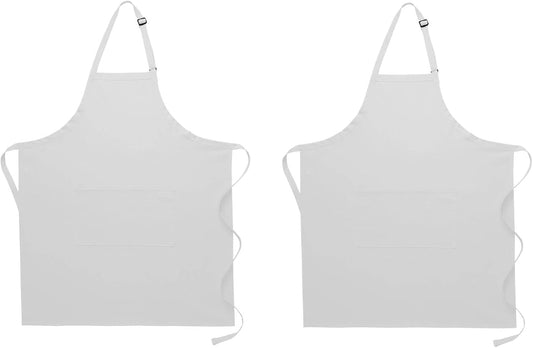 Pomp 2 Pack Premium Bib Aprons | Adjustable Neck + 2 Pockets | Water + Oil Resistance | Men & Women's Kitchen Cooking Aprons