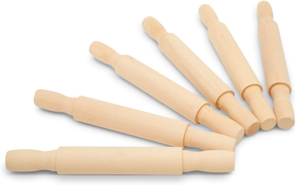 Wooden Mini Rolling Pin, 7 Inches Long, Pack of 100, Perfect for Fondant, Pasta, Baking in the Kitchen, Play-doh, Crafting and Imaginative Play, by Woodpeckers
