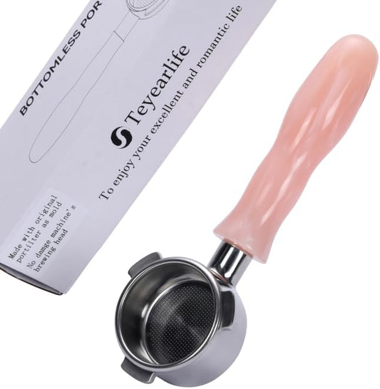 54mm bottomless portafilter for Breville Barista Express(BES870) Pro Touch Bambino Infuser Duo Temp Espresso Accessories Includes Naked Basket Stainless Steel resin pink