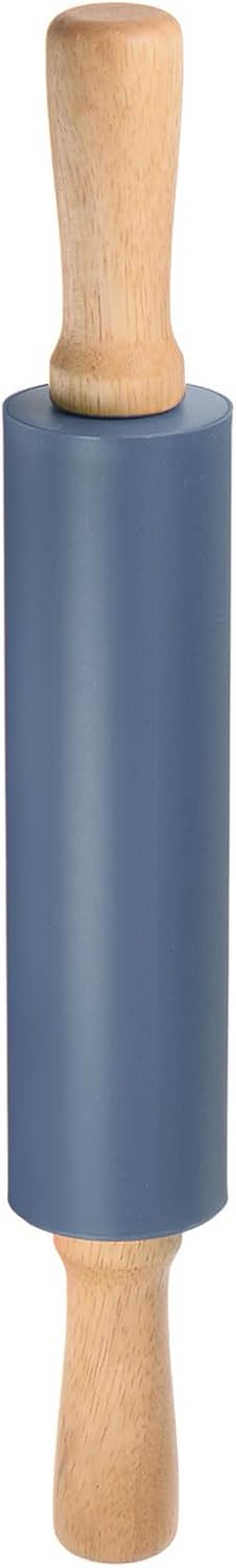 HARFINGTON Silicone Rolling Pins for Baking 15 Inch Wooden Handle Non Stick Rolling Pin Small Roller Playdough Rolling Pins for Dough Pizza Pastry Fondant Kitchen, Drak Blue