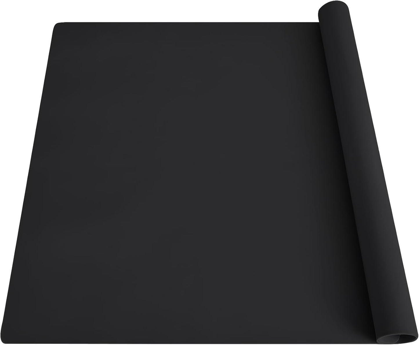 2MM Extra Thick Silicone Mats for Kitchen Counter, 23.6" x15.7" Non-Slip Waterproof Large Countertop Protector Mat, Heat Resistant Mat, Washable Silicone Craft Mat, Placemat, Baking Mat, Black