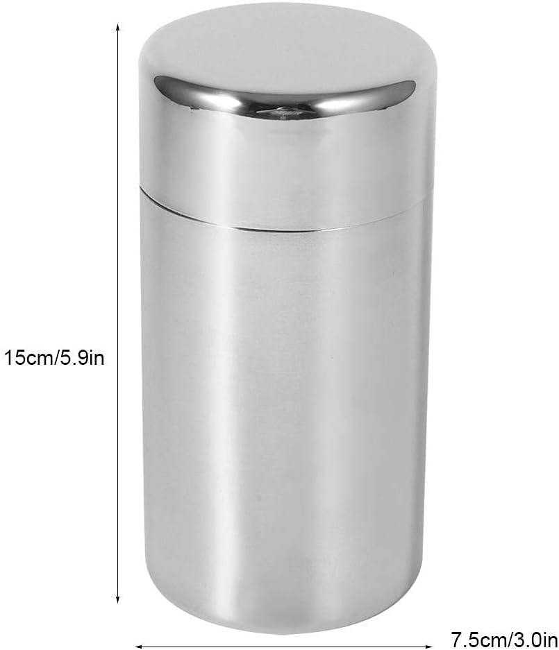 AUNMAS Tea Tin Canister, Stainless Steel Coffee Sugar Storage Container with Airtight Double Lids for Loose Tea, Kitchen Cup for Coffee Sugar Seasoning Storage (550ml)