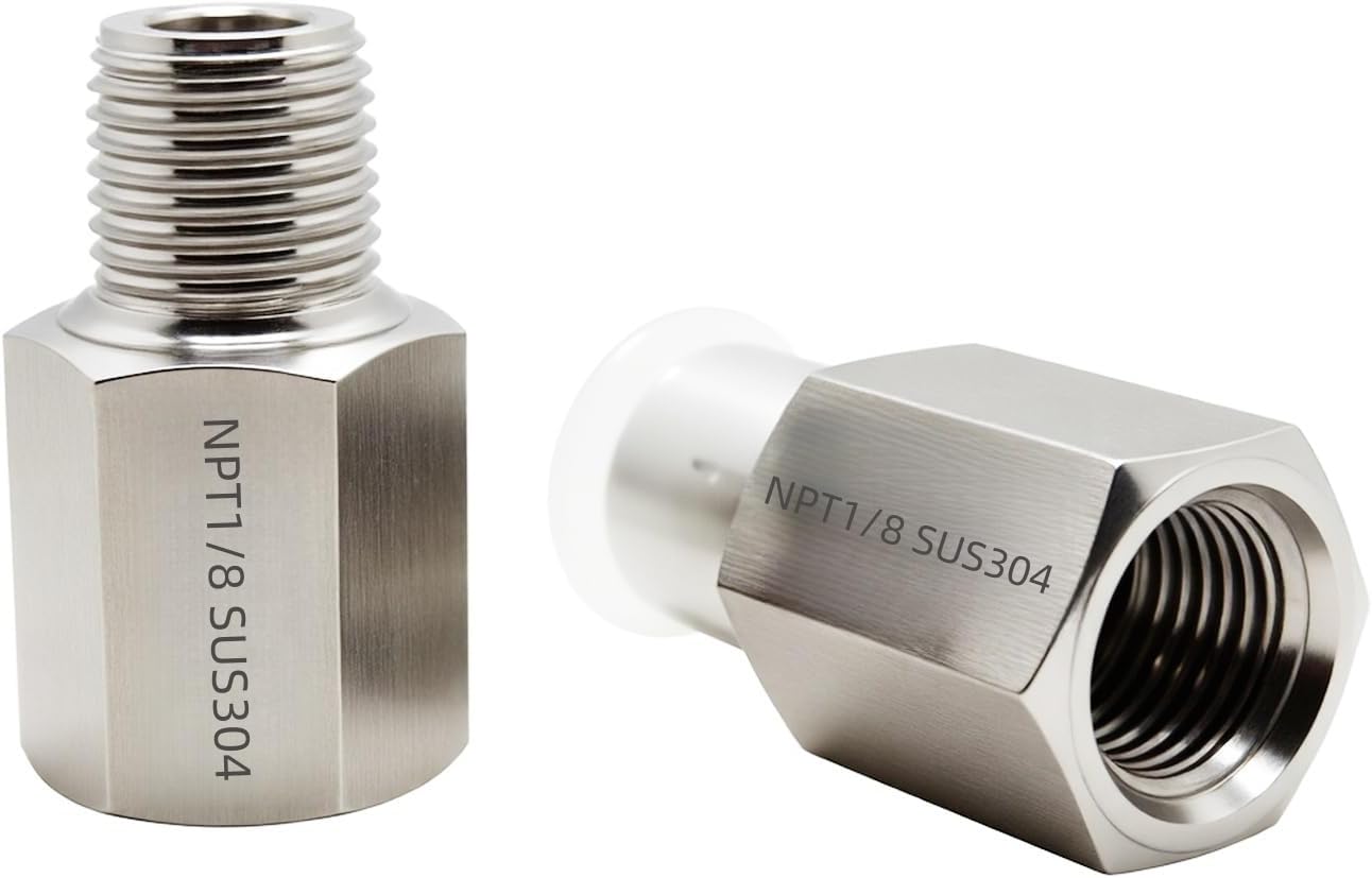 2 pieces Npt1/8 Female to Npt1/8 Male Reducer,1/8-1/8Water pipe Adapter, Fabricate of 304 Stainless Steel