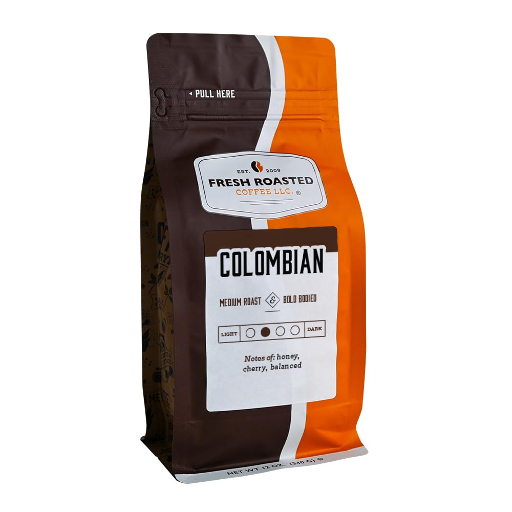 Fresh Roasted Coffee,100% Colombian, 12 oz, Medium Roast, Kosher, Whole Bean