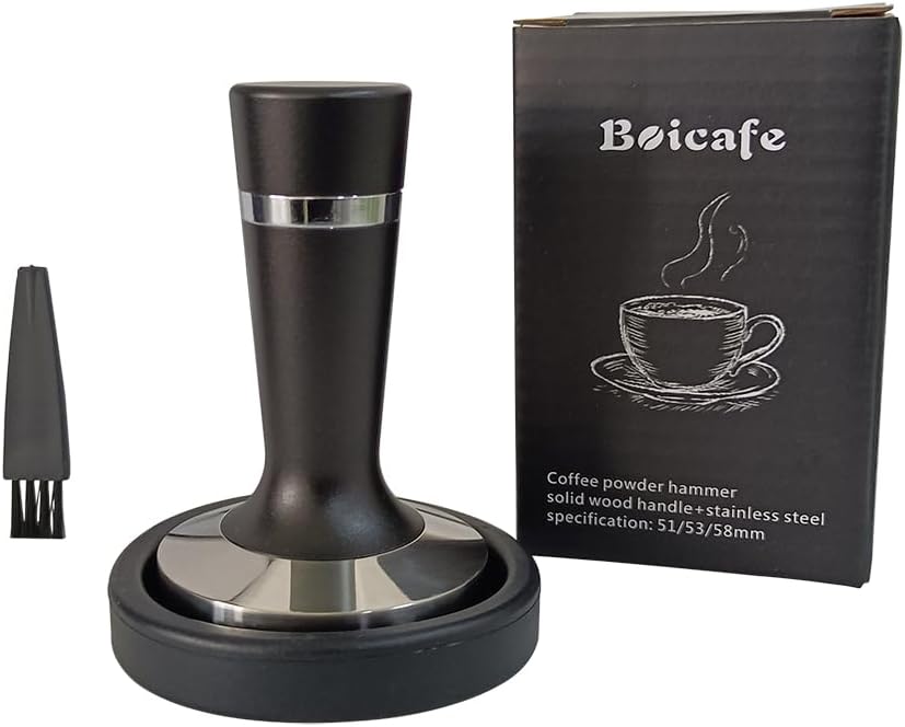 51mm 2 in 1 Coffee Tamper Espresso Hand Tamper 304 Stainless Steel Espresso Coffee Tamper with WDT Tool and Mat (51mm 2 in 1)