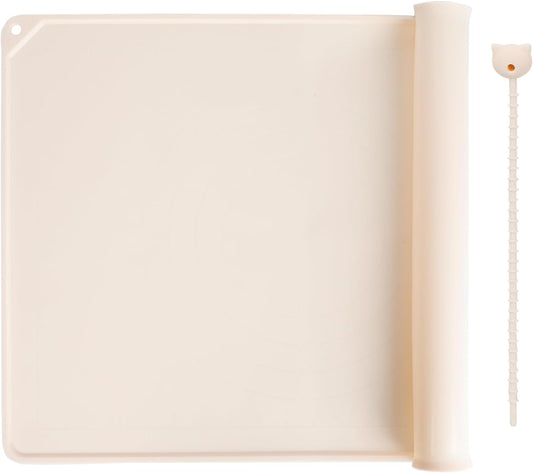 Silicone Baking Mat - Extra Thick Non-Stick Pastry Mat with Measurement Markings, 21"x15" Non-Slip Silicone Pad with Raised Edges（Apricot）