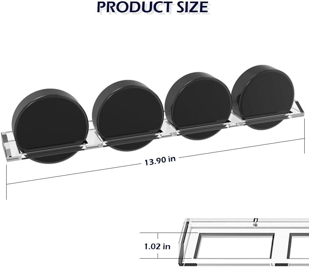 Clear Hockey Pucks Wall Display for 4 Pucks, Premium Acrylic Showcase for Autographed Souvenir Memorabilia