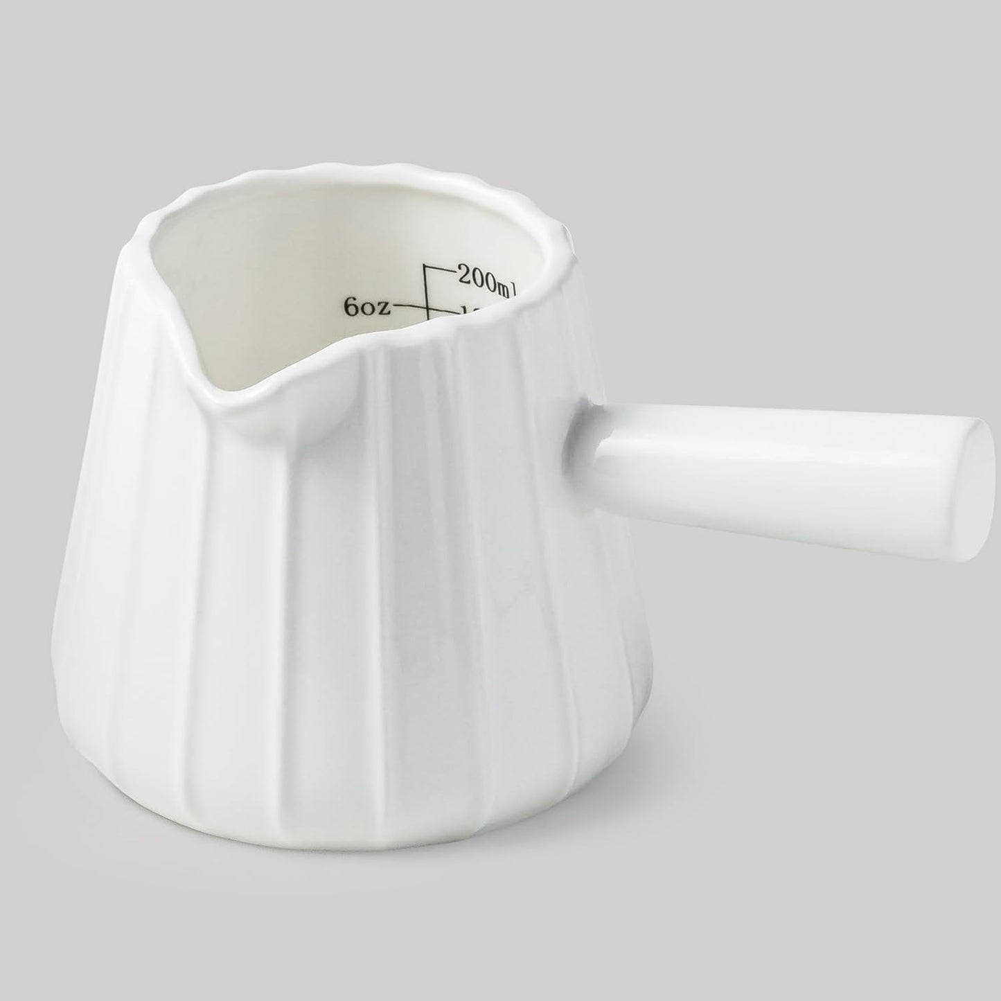 Espresso Cups Ceramic, 200ML Espresso Measuring Cup with Handle, Expresso Shots Cups with Scale, Espresso Accessories, White