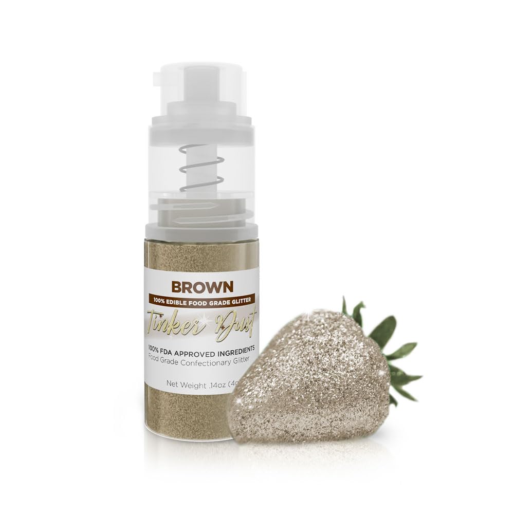 Bakell - Brown Tinker Dust (4g, 1x Mini Spray Pump) Edible Glitter for Food, Desserts, and Beverages!